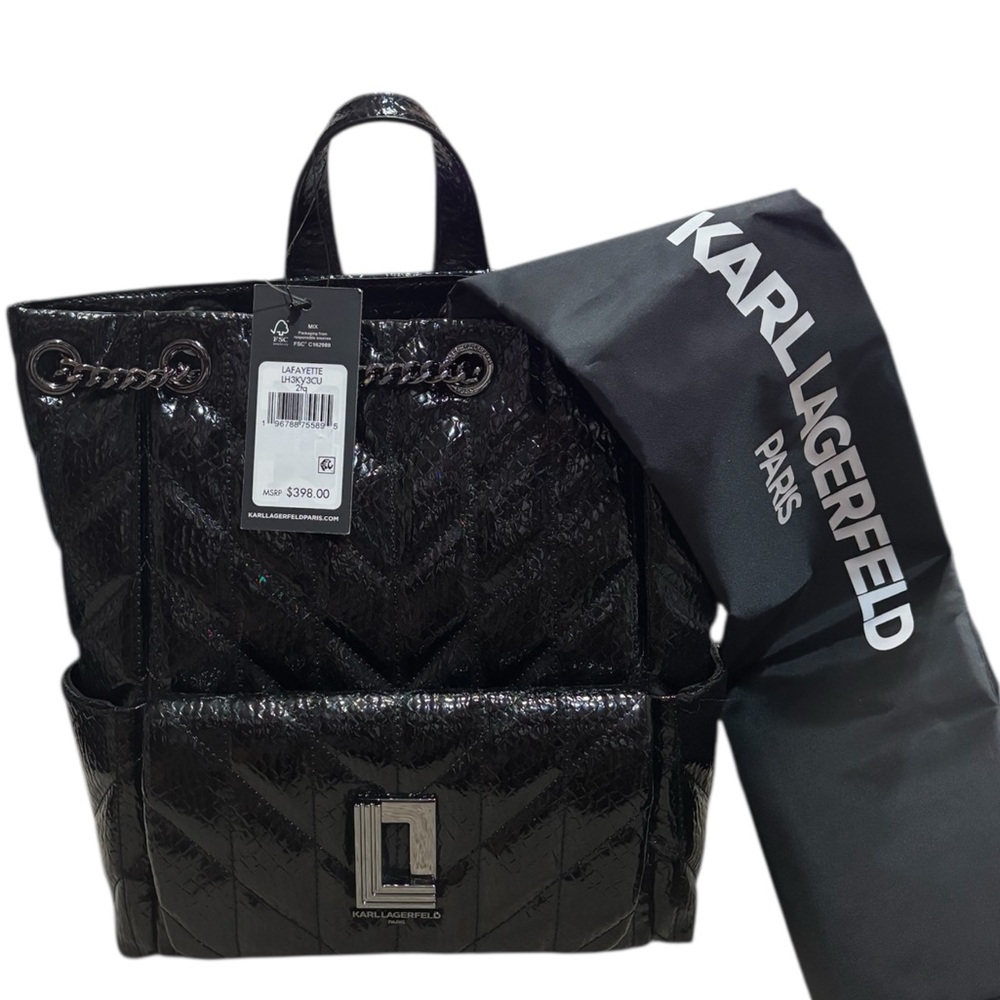 KARL LAGERFELD PARIS Women's Black NWT Lafayette Quilted Backpack